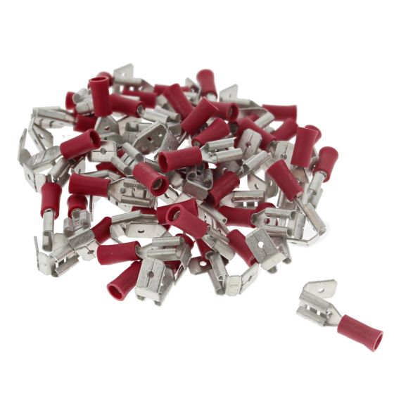 Red Pre-Insulated Piggy-Back Terminals - 6.30mm (Pack of 50) - 0-001-33