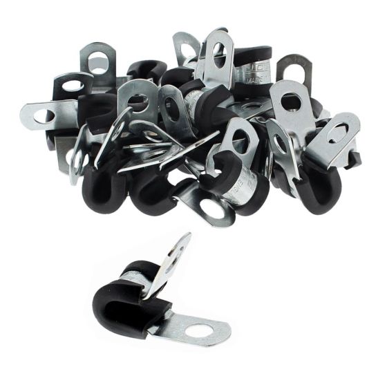 Steel/Rubber P Cable Clips for 5mm diameter cable - Pack of 25 - 0-002-81