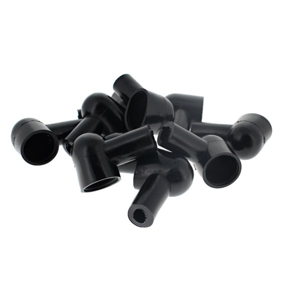 Large PVC Insulating Boot Cable Entry 8mm, Terminal 17mm Diameter - 10 Pack (Black)