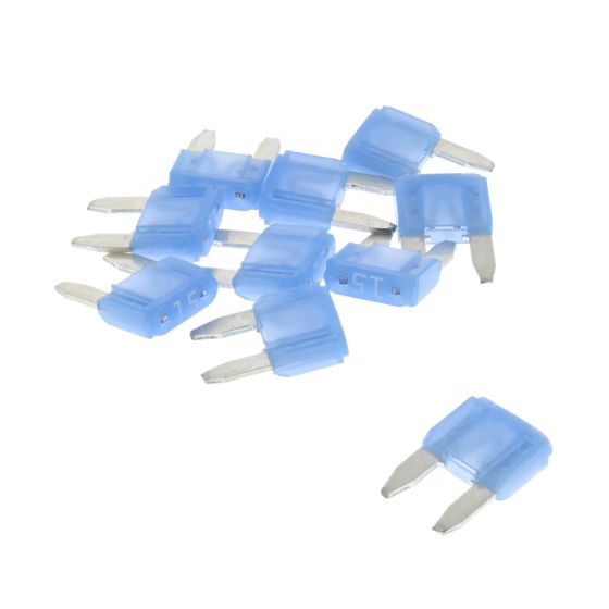 15A Blue Mini Blade Type Fuse - (Pack of 10) - 0-372-15