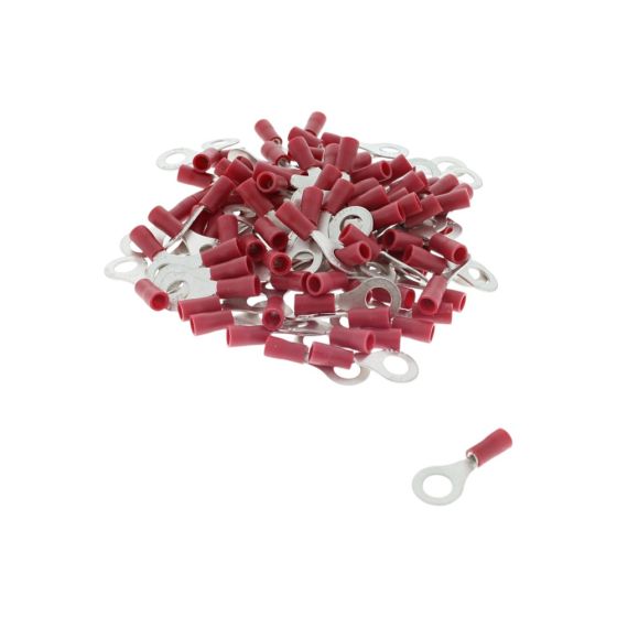 6.40mm Red Pre-Insulated Ring Terminals (Pack of 100) - 2-001-20
