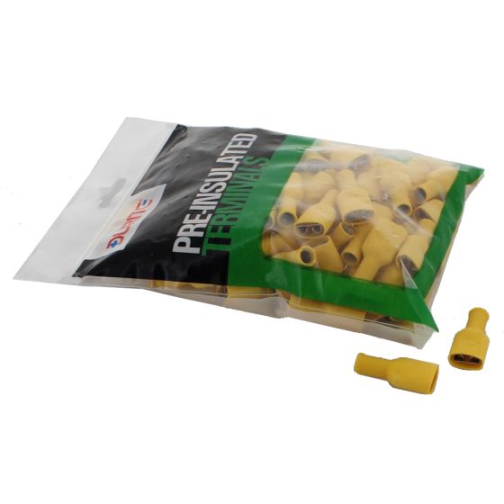 Yellow Pre-Insulated Push-On Terminals - 9.50mm Pack of 100 - 2-001-47