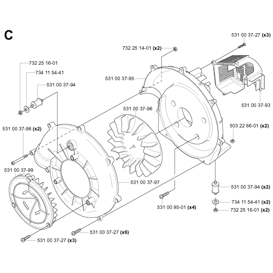 Fan Assembly For Husqvarna 125BT Leaf Blowers