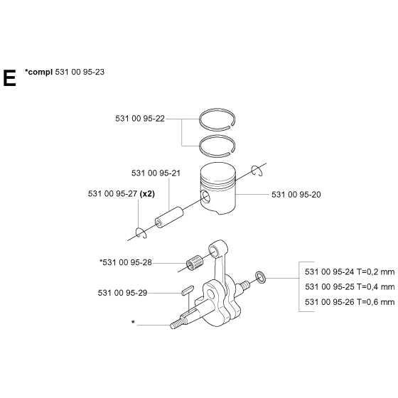 Piston & Crankshaft Assembly For Husqvarna 125BT Leaf Blowers