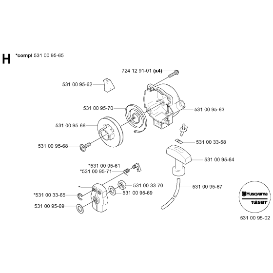 Starter Assembly For Husqvarna 125BT Leaf Blowers