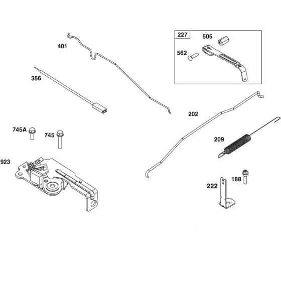 Control Assembly for Briggs and Stratton Model No. 125P02-0012-F1 Vertical Shaft Engine