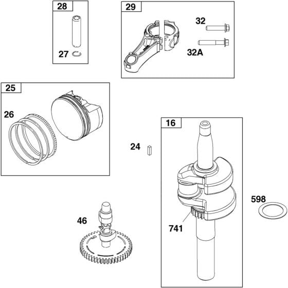 Crankshaft Assembly for Briggs and Stratton Model No. 125P02-0012-F1 Vertical Shaft Engine