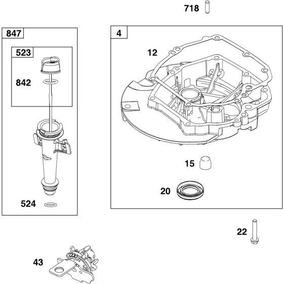 Sump Assembly for Briggs and Stratton Model No. 125P02-0012-F1 Vertical Shaft Engine