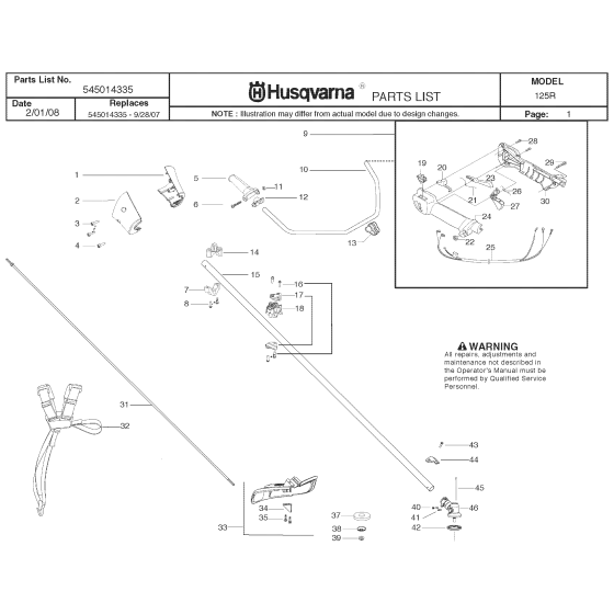 Shaft & Handle for Husqvarna 125R Brushcutters