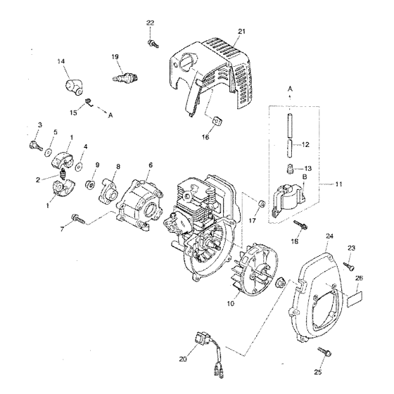 Crankcase for Husqvarna 132RD Brushcutters