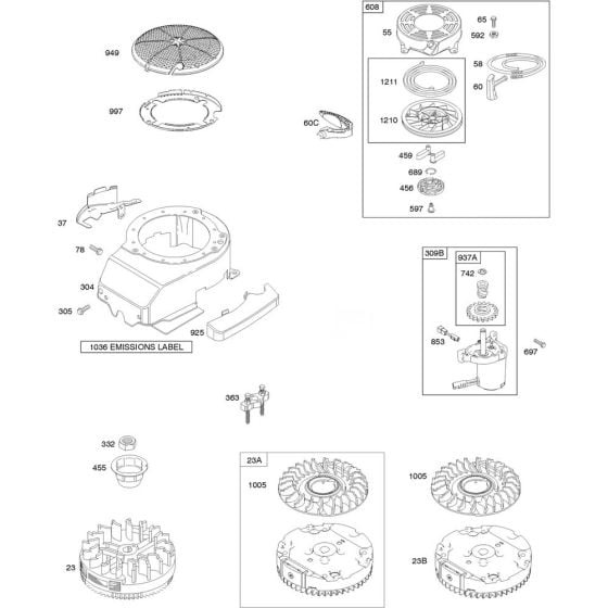 Blower Housing Assembly for Briggs and Stratton Model No. 128M02-0133-F1 Vertical Shaft Engine