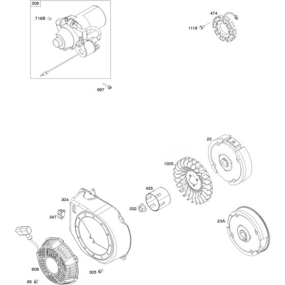 Alternator Assembly for Briggs and Stratton Model No.130G32-0056-F1 Horizontal Shaft Engine