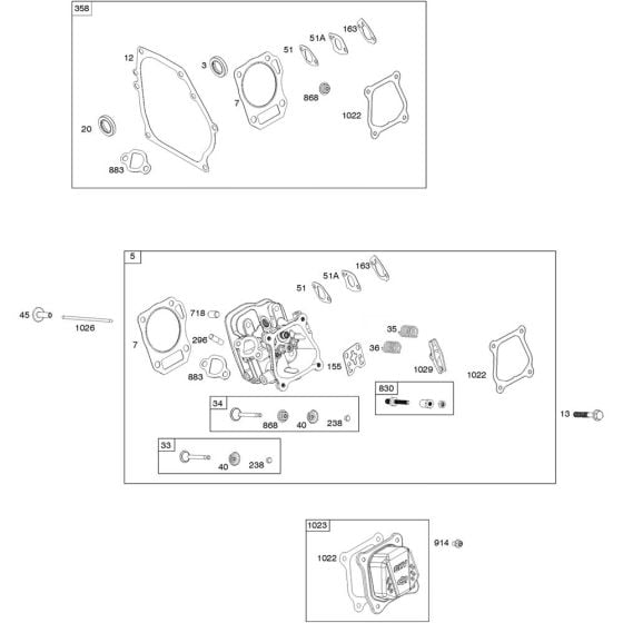 Cylinder Head Assembly for Briggs and Stratton Model No.130G52-0182-F1 Horizontal Shaft Engine