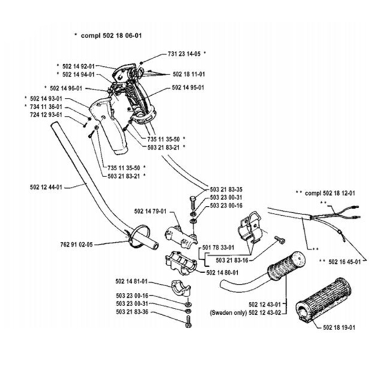 Handle & Controls  for Husqvarna 132 L Trimmer/ Edgers