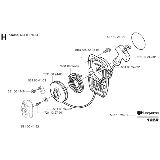 Starter for Husqvarna 132R Brushcutters