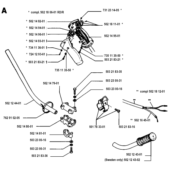 Handle & Controls for Husqvarna 132RD Brushcutters