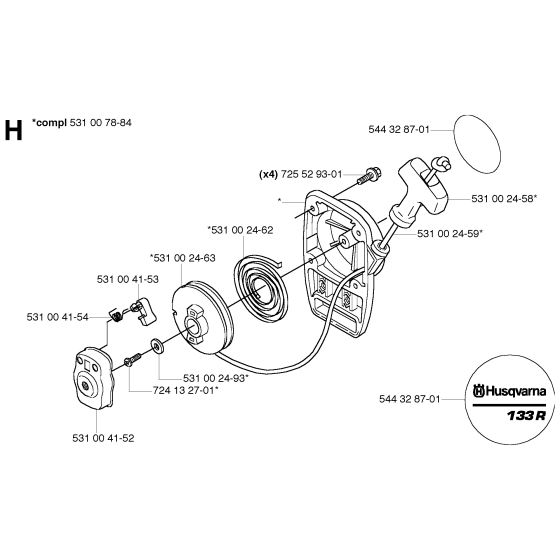 Starter for Husqvarna 133R Brushcutters