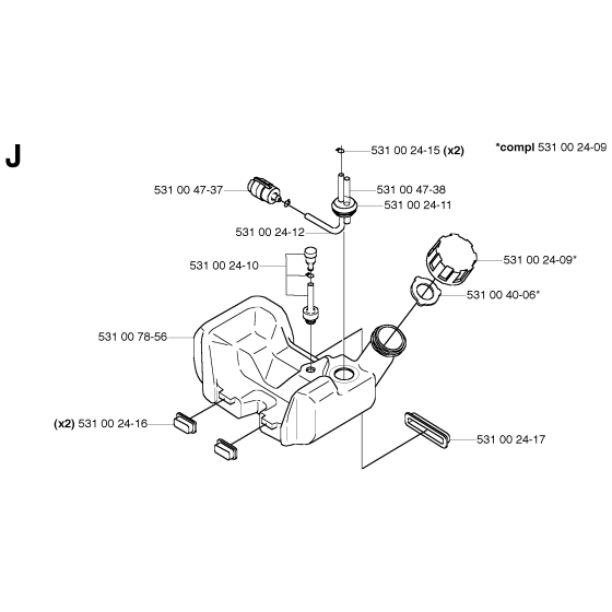 Fuel Tank for Husqvarna 133R Brushcutters