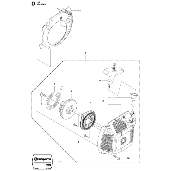 Starter Assembly for Husqvarna 135 Chainsaw