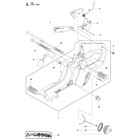 Fuel Tank Assembly for Husqvarna 135E Chainsaw