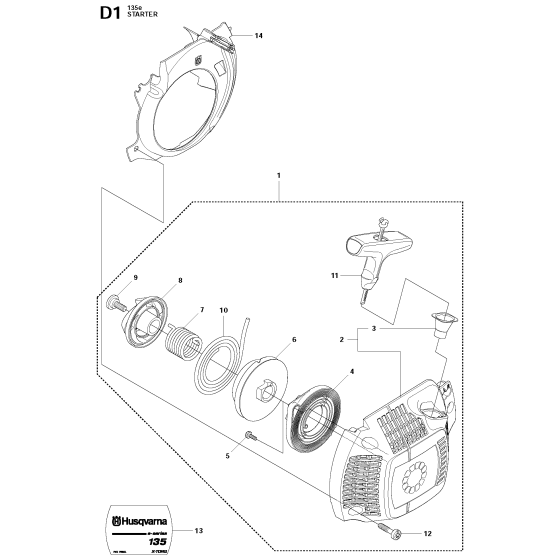 Starter Assembly for Husqvarna 135E Chainsaw