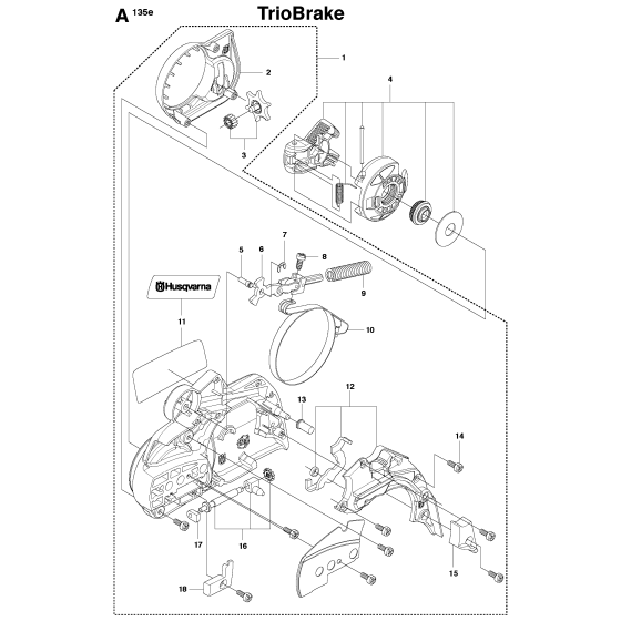 Chain Brake & Clutch Cover Assembly for Husqvarna 135E Triobrake Chainsaw