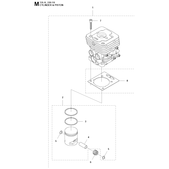 Cylinder Piston for Husqvarna 135R Brushcutters