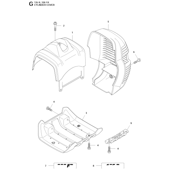 Cylinder Cover for Husqvarna 135R Brushcutters