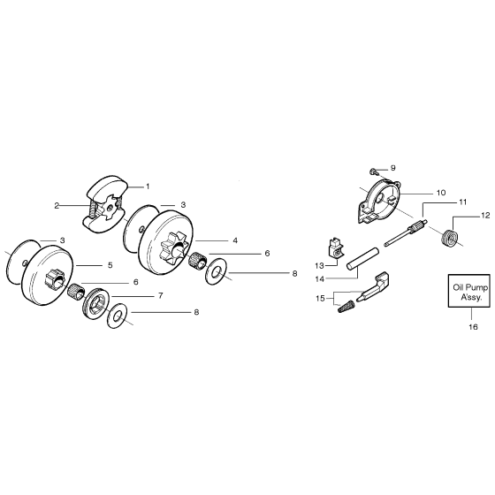 Clutch & Oil Pump Assembly for Husqvarna 136 Chainsaw