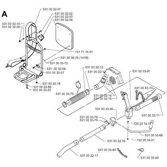 Tube Assembly For Husqvarna 140B Leaf Blowers