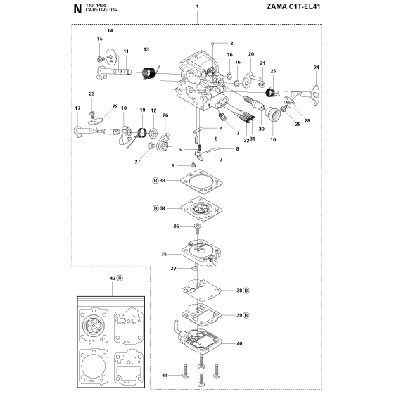 Carburetor Assembly for Husqvarna 140e Chainsaw