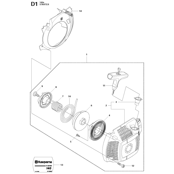 Starter Assembly for Husqvarna 140e Chainsaw