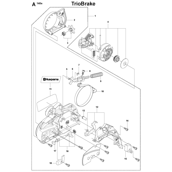 Chain Brake & Clutch Cover Assembly for Husqvarna 140e Triobrake Chainsaws