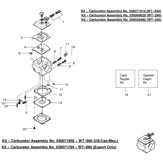 Carburetor Details Assembly for Husqvarna 141 Chainsaw