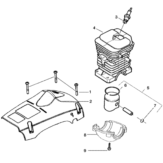 Clutch Cover and Cylinder and Piston Assembly for Husqvarna 142 Chainsaw