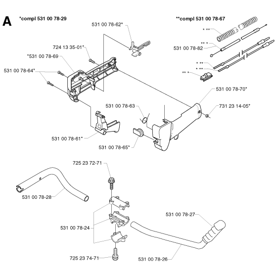 Handle & Controls for Husqvarna 142R Brushcutters