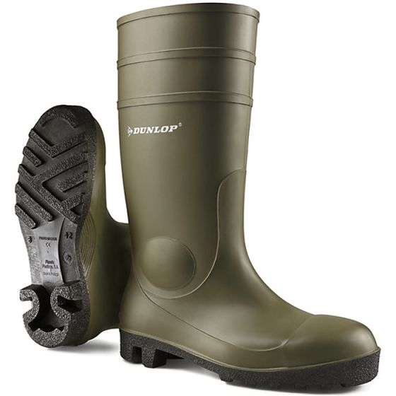 Protomaster Wellington Boot PVC Full Safety Steel Toe Cap Green Size  11
