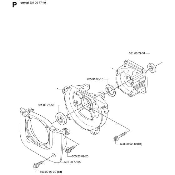 Crankcase for Husqvarna 143R Brushcutters