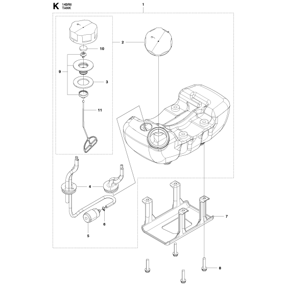 Fuel Tank for Husqvarna 143Rii Brushcutters