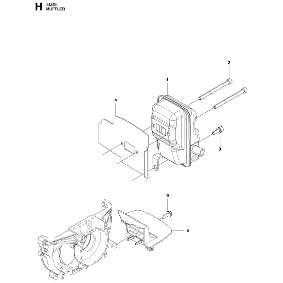 Muffler for Husqvarna 143Rii Brushcutters