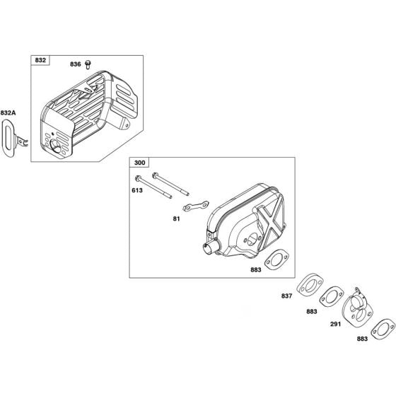 Exhaust System Assembly for Briggs and Stratton Model No. 14D932-0115-F1 Vertical Shaft Engine