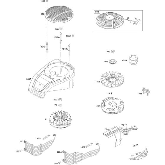 Blower Housing Assembly for Briggs and Stratton Model No. 14D937-0101-G1 Vertical Shaft Engine