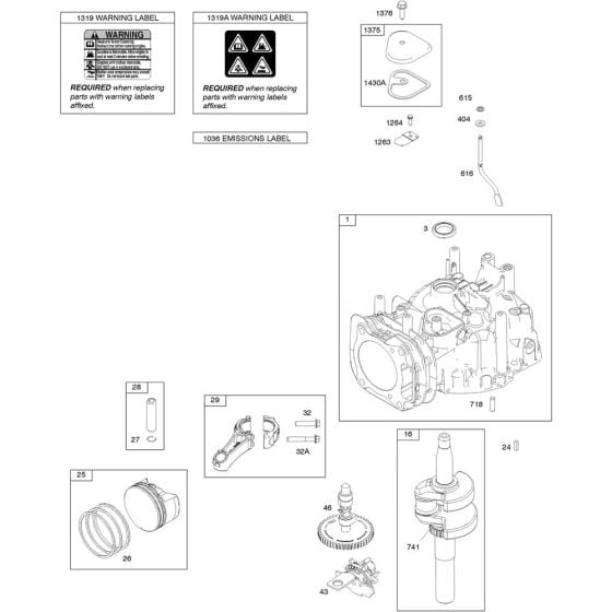 Camshaft, Crankshaft, Cylinder and Piston Assembly for Briggs and Stratton Model No. 14D937-0101-G1 Vertical Shaft Engine