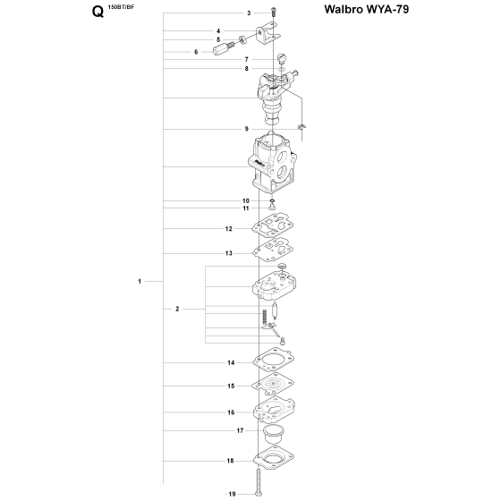 Carburetor Details Assembly For Husqvarna 150BF Leaf Blowers