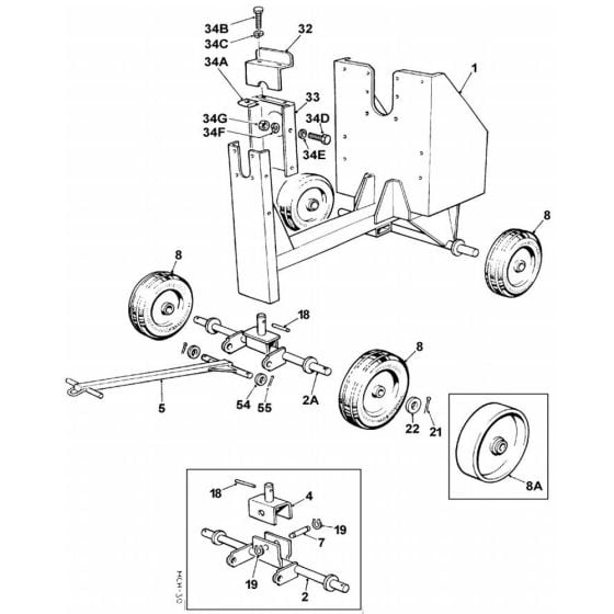 Four Wheel Main Frame & Tow Bar Assembly for Winget 150T Cement Mixers