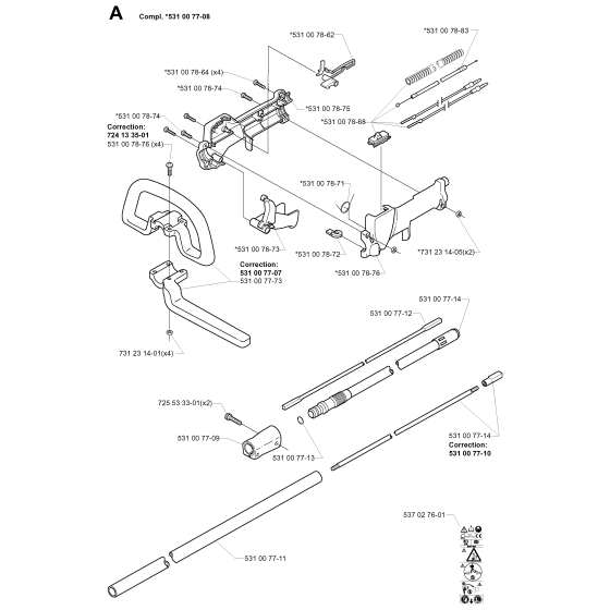 Shaft & Handle for Husqvarna 152RB Brushcutters