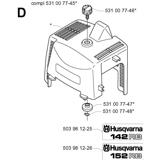 Cylinder Cover for Husqvarna 152RB Brushcutters