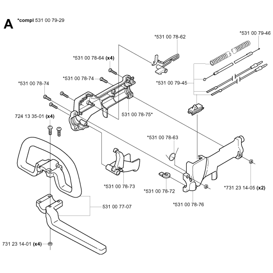 Handle & Controls for Husqvarna 152RJ Brushcutters