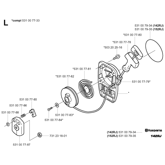 Starter for Husqvarna 152RJ Brushcutters