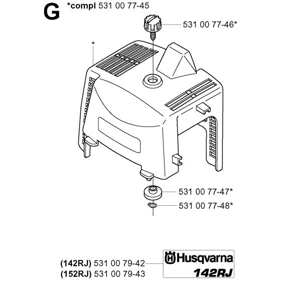 Cylinder Cover for Husqvarna 152RJ Brushcutters